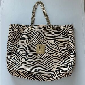 V by Eva Zebra cowhide tote bag